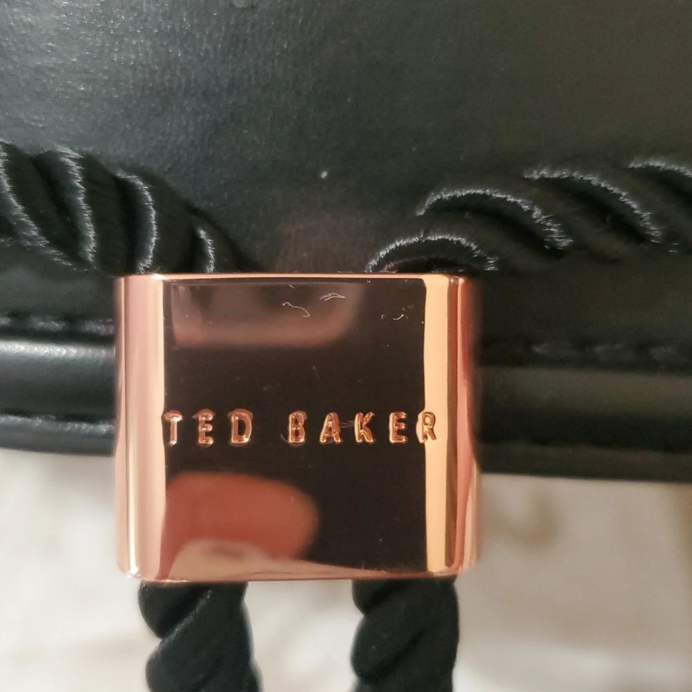 Ted Baker Black Rope Tassel Belt with Rose Gold Accent